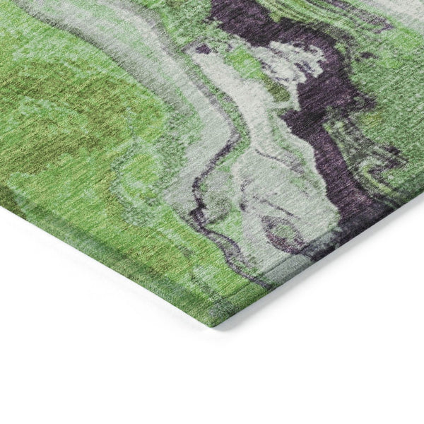 HomeRoots 9' X 12' Stylish Green and Charcoal Abstract Washable Rug for Indoor and Outdoor High-Traffic Areas 625443