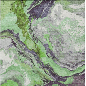 HomeRoots 9' X 12' Stylish Green and Charcoal Abstract Washable Rug for Indoor and Outdoor High-Traffic Areas 625443