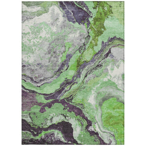 HomeRoots 10' Green and Charcoal Abstract Rug - Versatile Washable Area Rug for Indoor & Outdoor Spaces! 625444
