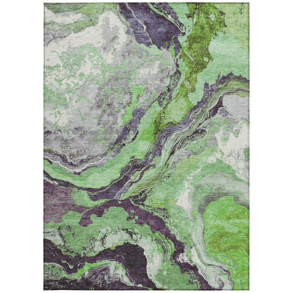 HomeRoots 10' Green and Charcoal Abstract Rug - Versatile Washable Area Rug for Indoor & Outdoor Spaces! 625444