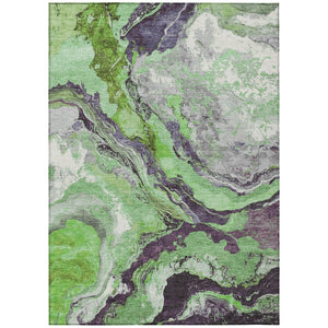 HomeRoots 10' Green and Charcoal Abstract Rug - Versatile Washable Area Rug for Indoor & Outdoor Spaces! 625444
