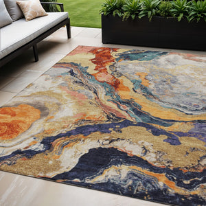 HomeRoots 5' X 8' Linen and Charcoal Abstract Washable Area Rug - Stylish, Durable, Ideal for Indoor & Outdoor Use 625446