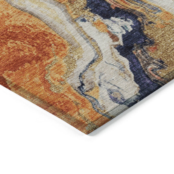 HomeRoots 5' X 8' Linen and Charcoal Abstract Washable Area Rug - Stylish, Durable, Ideal for Indoor & Outdoor Use 625446