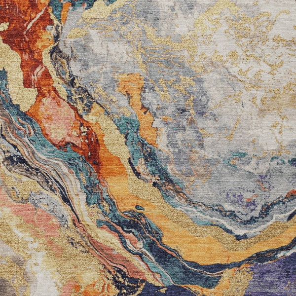 HomeRoots 9' Contemporary Linen & Charcoal Abstract Washable Area Rug for Indoor/Outdoor Spaces, Durable & Stylish 625449
