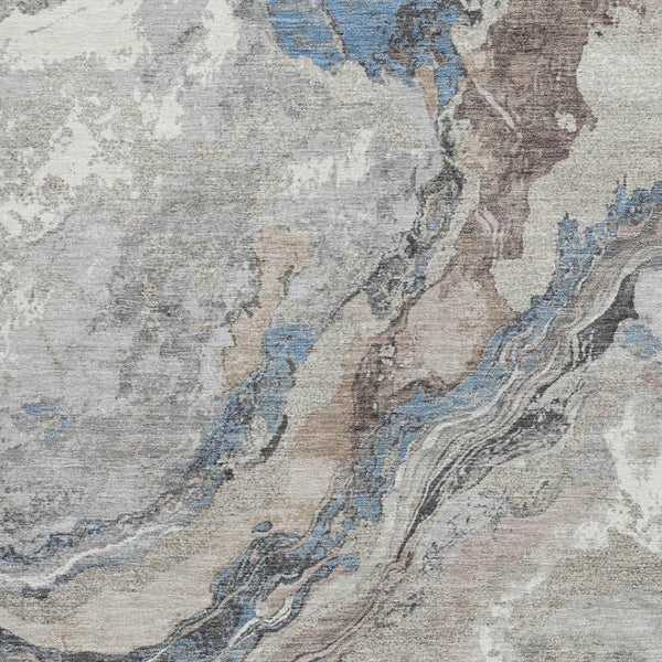HomeRoots 5' Taupe and Charcoal Abstract Area Rug - Washable, Durable, Modern Design for Indoor & Outdoor Use 625464