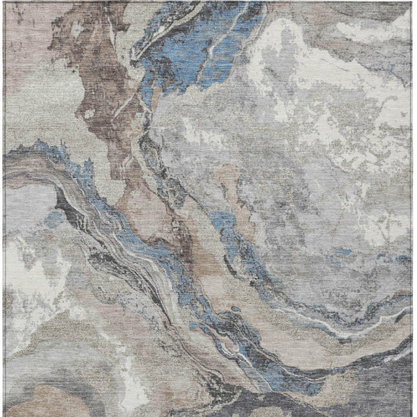 HomeRoots 8' X 10' Stylish Taupe & Charcoal Abstract Washable Area Rug for Indoor & Outdoor Spaces, Durable & Easy Care 625466
