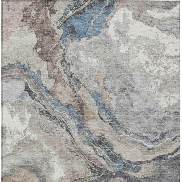 HomeRoots 8' X 10' Stylish Taupe & Charcoal Abstract Washable Area Rug for Indoor & Outdoor Spaces, Durable & Easy Care 625466