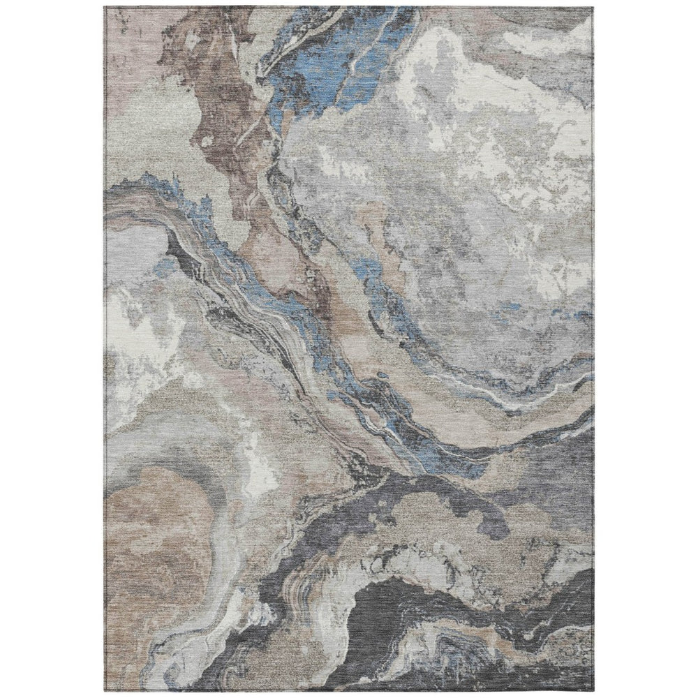 HomeRoots 9' X 12' Taupe and Charcoal Abstract Area Rug – Stylish, Durable, Machine Washable for Indoor/Outdoor Use 625467