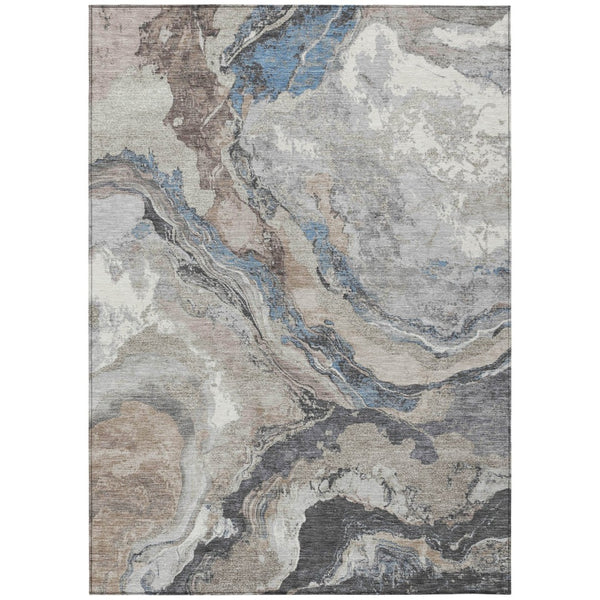 HomeRoots 9' X 12' Taupe and Charcoal Abstract Area Rug – Stylish, Durable, Machine Washable for Indoor/Outdoor Use 625467