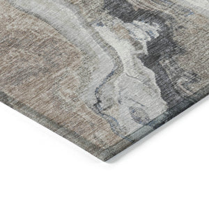 HomeRoots 9' X 12' Taupe and Charcoal Abstract Area Rug – Stylish, Durable, Machine Washable for Indoor/Outdoor Use 625467