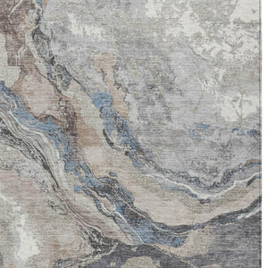 HomeRoots 10' Taupe and Charcoal Abstract Washable Area Rug - Stylish, Durable for Indoor & Outdoor Use 625468
