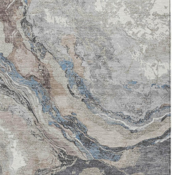 HomeRoots 10' Taupe and Charcoal Abstract Washable Area Rug - Stylish, Durable for Indoor & Outdoor Use 625468
