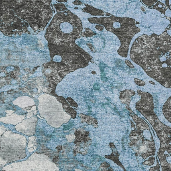 HomeRoots 5' X 8' Blue and Charcoal Abstract Area Rug – Stylish, Washable, Stain-Resistant for Indoor/Outdoor Use 625470