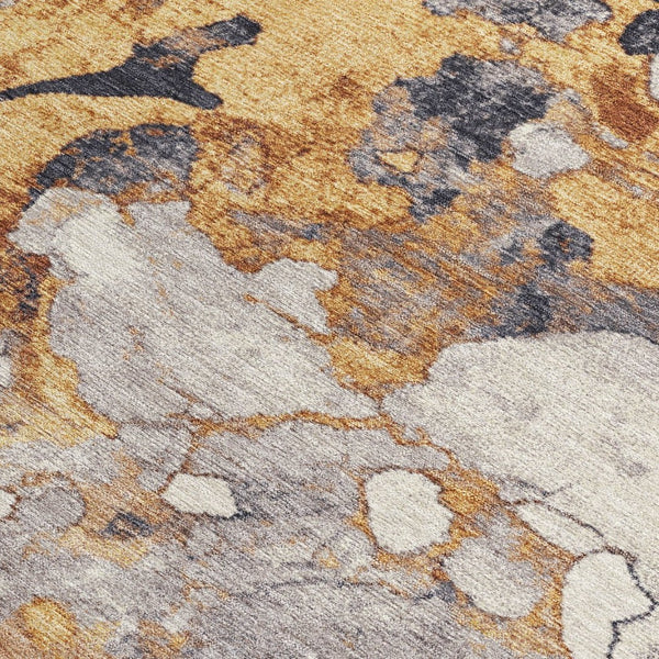 HomeRoots 5' X 8' Gold and Charcoal Abstract Area Rug - Washable, Durable, Stylish for Indoor & Outdoor Use! 625476