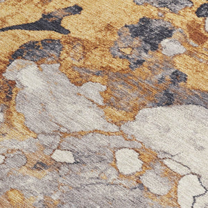 HomeRoots 8' X 10' Gold and Charcoal Abstract Area Rug – Stylish, Washable, Indoor/Outdoor for High-Traffic Areas 625478