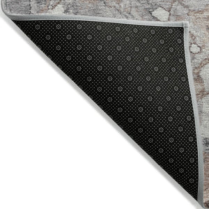 HomeRoots 8' Brown and Charcoal Round Abstract Area Rug - Stylish, Washable, Durable Design for Indoor & Outdoor Use 625489
