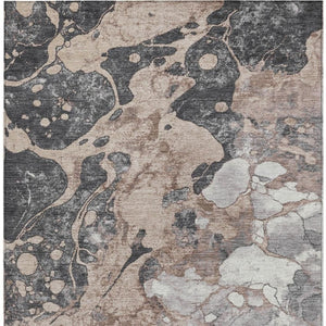 HomeRoots 8' X 10' Stylish Brown & Charcoal Abstract Washable Area Rug - Durable for Indoor & Outdoor Use 625490