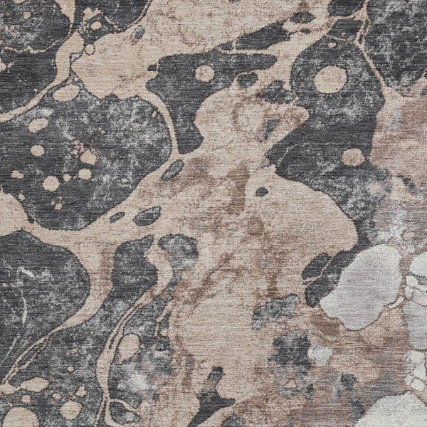 HomeRoots 9' X 12' Stylish Brown and Charcoal Abstract Area Rug - Washable, Durable for Indoor & Outdoor Use 625491