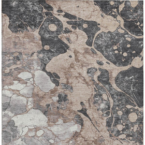 HomeRoots 10' X 14' Modern Brown & Charcoal Abstract Washable Area Rug for Indoor/Outdoor Durability & Style 625492