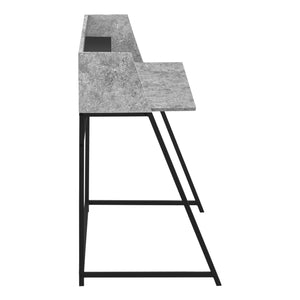 English Elm Computer Desk With Grey Stone Laminate Top & Black Metal Base - Modern Home Office Furniture Solution B2710P219836