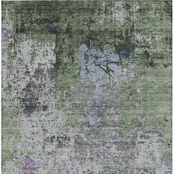 HomeRoots 5' X 8' Fern Green And Ivory Abstract Washable Area Rug for Indoor & Outdoor Use, Durable & Stylish 625518