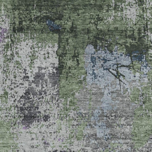 HomeRoots 9' X 12' Fern Green Abstract Area Rug – Stylish, Washable, Durable for Indoors & Outdoors, Easy Care 625521