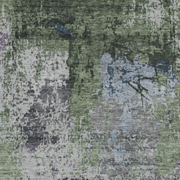 HomeRoots 9' X 12' Fern Green Abstract Area Rug – Stylish, Washable, Durable for Indoors & Outdoors, Easy Care 625521