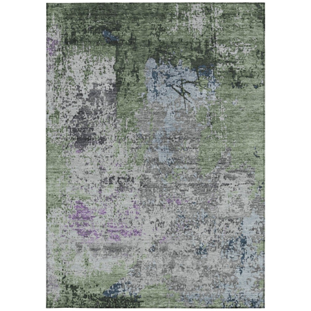 HomeRoots 9' X 12' Fern Green Abstract Area Rug – Stylish, Washable, Durable for Indoors & Outdoors, Easy Care 625521