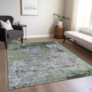 HomeRoots 9' X 12' Fern Green Abstract Area Rug – Stylish, Washable, Durable for Indoors & Outdoors, Easy Care 625521