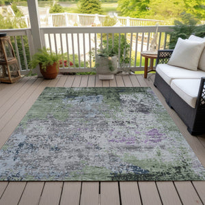 HomeRoots 9' X 12' Fern Green Abstract Area Rug – Stylish, Washable, Durable for Indoors & Outdoors, Easy Care 625521