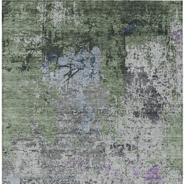 HomeRoots 10' Abstract Fern Green & Ivory Washable Area Rug - Durable Indoor/Outdoor Design for Any Space 625522