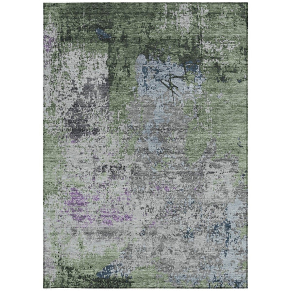 HomeRoots 10' Abstract Fern Green & Ivory Washable Area Rug - Durable Indoor/Outdoor Design for Any Space 625522