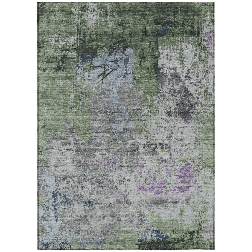 HomeRoots 10' Abstract Fern Green & Ivory Washable Area Rug - Durable Indoor/Outdoor Design for Any Space 625522
