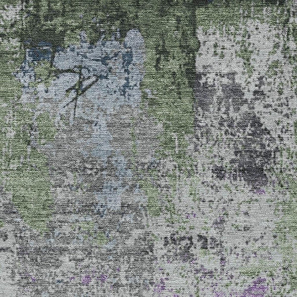 HomeRoots 10' Abstract Fern Green & Ivory Washable Area Rug - Durable Indoor/Outdoor Design for Any Space 625522