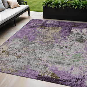 HomeRoots 5' X 8' Stylish Lavender & Ivory Abstract Washable Area Rug – Perfect for Indoor & Outdoor Spaces! 625524