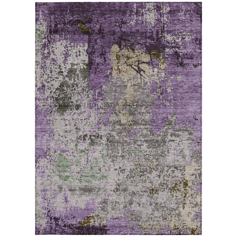 HomeRoots 8' X 10' Stylish Lavender & Ivory Abstract Washable Area Rug – Durable, Versatile for Indoors & Outdoors 625526