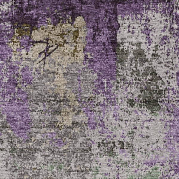 HomeRoots 9' X 12' Stylish Lavender and Ivory Abstract Washable Area Rug for Indoor and Outdoor Spaces 625527