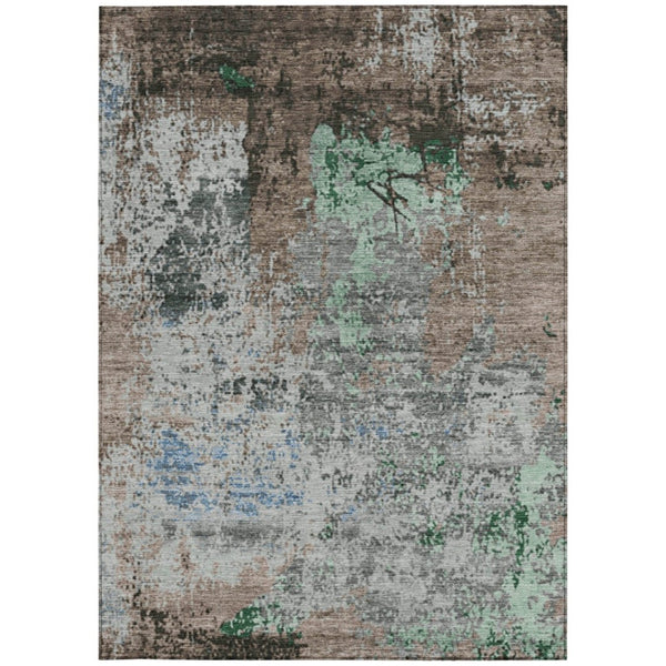 HomeRoots 5' X 8' Indoor-Outdoor Taupe & Ivory Abstract Area Rug - Stylish, Washable & Durable for Any Space 625536