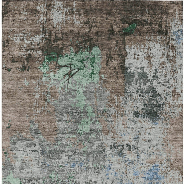 HomeRoots 5' X 8' Indoor-Outdoor Taupe & Ivory Abstract Area Rug - Stylish, Washable & Durable for Any Space 625536