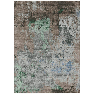 HomeRoots 5' X 8' Indoor-Outdoor Taupe & Ivory Abstract Area Rug - Stylish, Washable & Durable for Any Space 625536