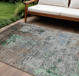 HomeRoots 9' X 12' Taupe And Ivory Abstract Area Rug - Stylish, Washable, Indoor/Outdoor, Durable for High Traffic Areas 625539
