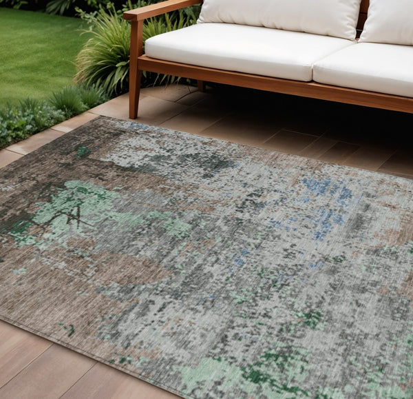 HomeRoots 9' X 12' Taupe And Ivory Abstract Area Rug - Stylish, Washable, Indoor/Outdoor, Durable for High Traffic Areas 625539