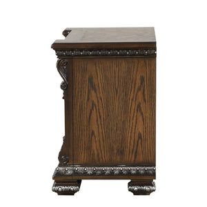 English Elm Ornate Silver Molding Nightstand with Usb Charging Dovetail Drawers Bedroom Storage Espresso B2741P435895