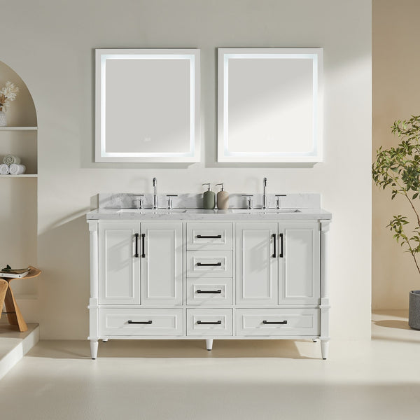 English Elm Fully 64" Freestanding Double Bathroom Vanity with Two Handle Sets, Waterproof 5-Layer Paint Finish W1826P167879