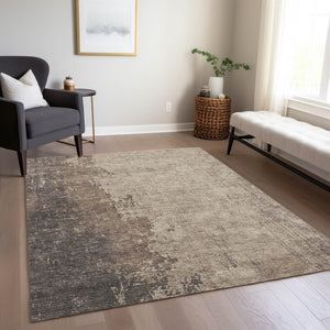 HomeRoots 5' X 8' Taupe and Beige Abstract Area Rug - Stylish, Durable, Washable for Indoor & Outdoor Spaces 625572