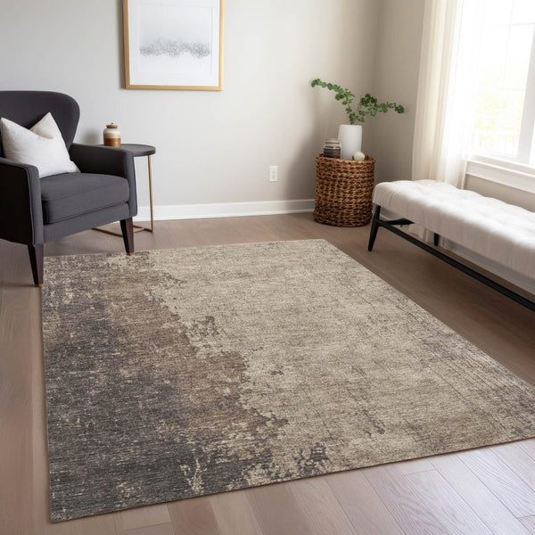 HomeRoots 5' X 8' Taupe and Beige Abstract Area Rug - Stylish, Durable, Washable for Indoor & Outdoor Spaces 625572