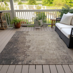 HomeRoots 5' X 8' Taupe and Beige Abstract Area Rug - Stylish, Durable, Washable for Indoor & Outdoor Spaces 625572