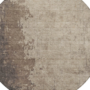 HomeRoots 8' Taupe and Beige Round Abstract Rug - Stylish, Machine Washable, Indoor & Outdoor, Durable Design 625573