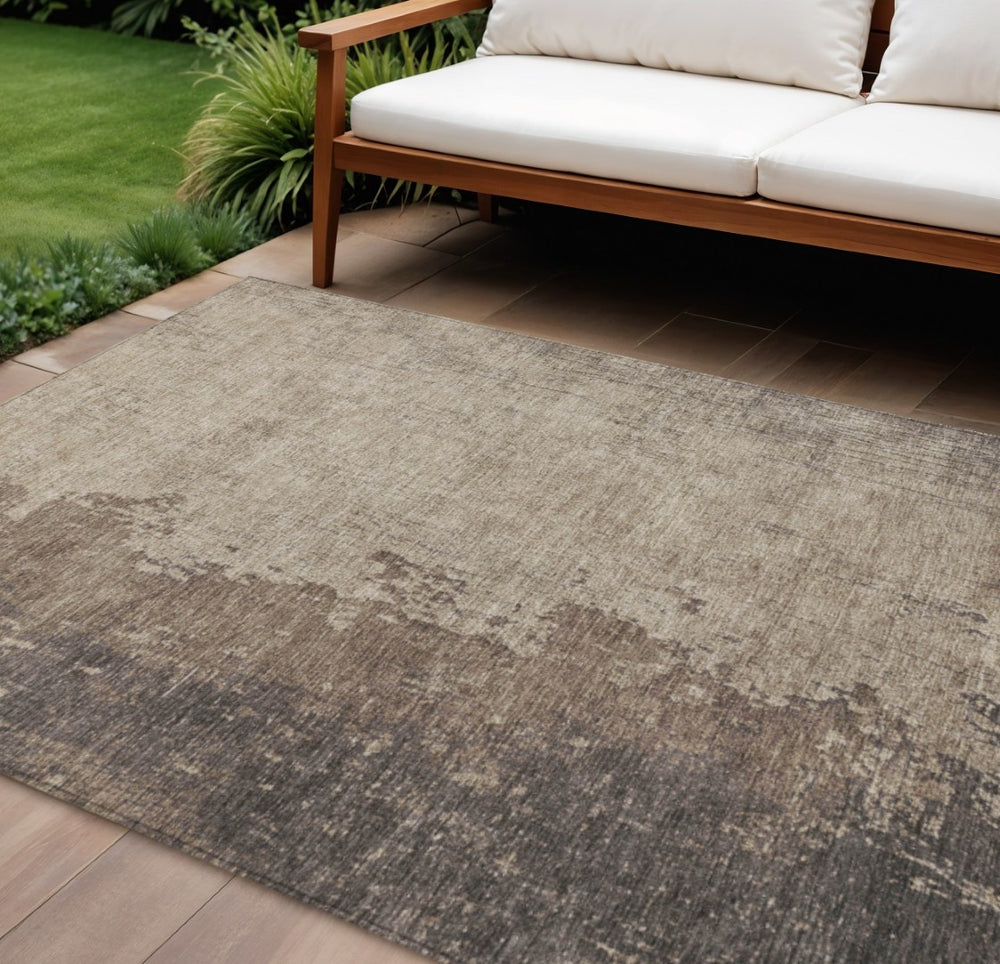 HomeRoots 8' X 10' Taupe and Beige Abstract Washable Rug – Stylish, Durable, Indoor-Outdoor Versatility for All Spaces 625574