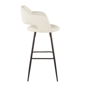 English Elm Margarite Set Of 2 Contemporary Barstools In Cream Faux Leather & Black Metal - Stylish Comfort! B202P222398